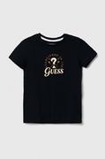 Koszulki dla chłopców - Guess t-shirt bawełniany dziecięcy kolor granatowy z nadrukiem - miniaturka - grafika 1