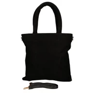 Torebki damskie - Torebka damska czarna materiałowa sztruksowa - miniaturka - grafika 1