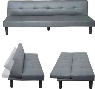 sofa 3-osobowa HWC-G11, kanapa rozkładana sofa rozkładana sofa dla gości, funkcja spania 195cm ~ tkanina/tekstylia, szary - Sofy i kanapy - miniaturka - grafika 1