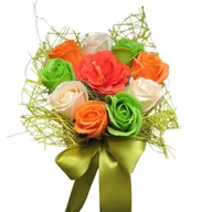 Sztuczne kwiaty - Bukiet kwiatów mydlanych w metalowej doniczce na imieniny, urodziny - miniaturka - grafika 1