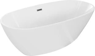 Mexen Eris wanna wolnostojąca 180 x 80 cm, biała, przelew gun gray szczotkowany - 53441808000-66 - Wanny - miniaturka - grafika 1