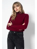 Swetry damskie - Perfect Cashmere Kaszmirowy golf "Ashley" w kolorze bordowym - miniaturka - grafika 1