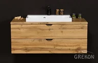 Szafki łazienkowe - Szafka łazienkowa wisząca z umywalką nablatową dąb naturalny 100 cm Victa Gante - miniaturka - grafika 1