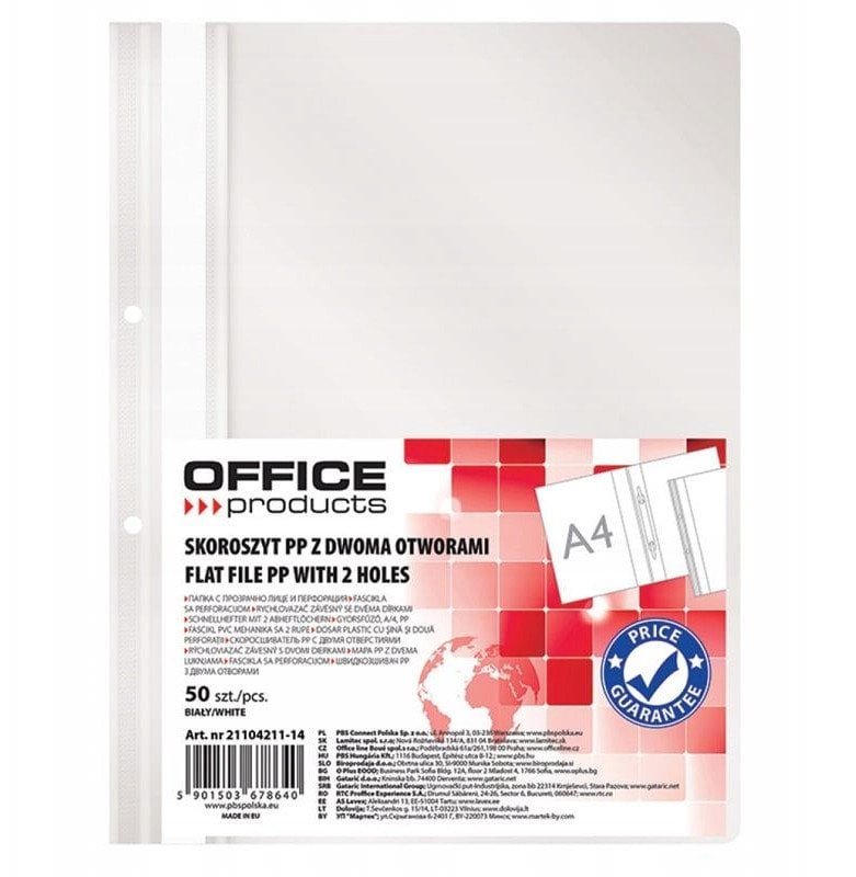 OFFICE PRODUCTS, PP, A4, 2 otwory, 100/1