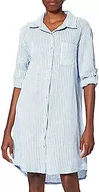 Sukienki - Bonateks Damska sukienka koszulowa w paski z czystej sukienki na co dzień, lazurowa biel, 38 EU, niebieski, 38 - miniaturka - grafika 1