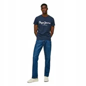 Koszulki męskie - PEPE JEANS KOSZULKA MĘSKA T-SHIRT ORIGINAL STRETCH N FUTURE GRANATOWA r.L - miniaturka - grafika 1