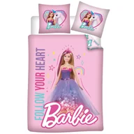 Pościel dla dzieci - Pościel 100x135 Barbie i Jednorożec różowa bawełniana - miniaturka - grafika 1