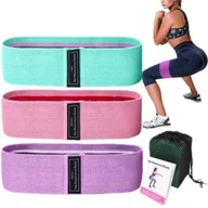 Gumy, taśmy, ekspandery - Zestaw 3 taśm / gum tekstylnych do ćwiczeń fitness - miniaturka - grafika 1