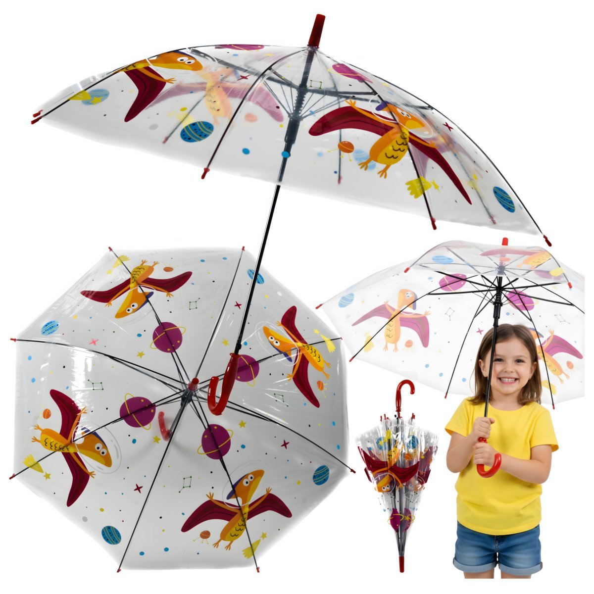 PARASOL DZIECIĘCY PARASOLKA DZIECIĘCA DLA DZIECI PRZEZROCZYSTA AUTOMATYCZNA