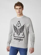 Bluzy męskie - MĘSKA BLUZA WRANGLER GRAPHIC CREW MID GREY MEL W6E2HAX37 112130726 - Wrangler - miniaturka - grafika 1