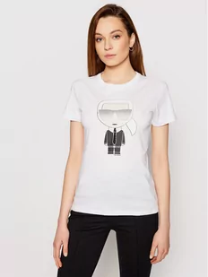 Karl Lagerfeld LAGERFELD T-Shirt Ikonik 210W1721 Biały Regular Fit - Koszulki i topy damskie - miniaturka - grafika 1