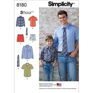 Majtki męskie - Simplicity wzór 8180 młodych i koszulka dla mężczyzn, Boxer i TigerTie Designerski satynowy krawat liliowy ciemny liliowy fioletowy, biały 8180 - miniaturka - grafika 1