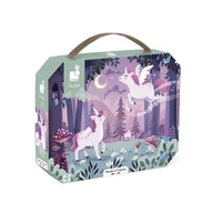 Puzzle - Janod Puzzle w walizce Jednorożce 54 elementy 5+ Made in France - miniaturka - grafika 1