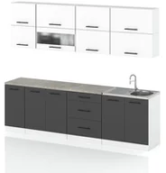 Meble kuchenne - Meble Kuchenne Zestaw Mebli Kuchennych Robo Lux 2.6m Szafki Biały Szary Mat - miniaturka - grafika 1