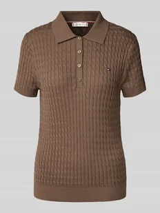 Sweter z dzianiny o kroju regular fit ze ściegiem warkoczowym - Swetry damskie - miniaturka - grafika 1