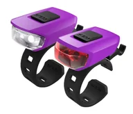 Lampki rowerowe - Kellys Zestaw lampek rowerowych vega usb fioletowy ZESTAW OŚWIETLENIA VEGA PURPLE - miniaturka - grafika 1