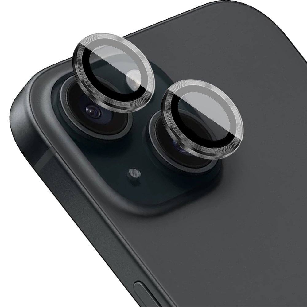 Osłona aparatu, szkło 9H do iPhone 15 Plus, 1 zestaw, czarna