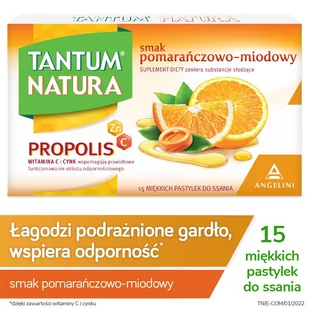 ANGELINI PHARMA POLSKA Sp.z o.o. Tantum natura x 15 past.sm.pomar.-miodowy - Przeziębienie i grypa - miniaturka - grafika 2