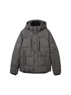 Kurtki męskie - TOM TAILOR Męska kurtka zimowa z odpinanym kapturem, 28007-Grey Garment Dye Structure, XL - miniaturka - grafika 1