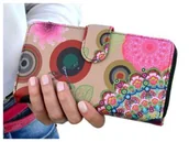 Portfele - PORTFEL DAMSKI w Kwiaty PODWÓJNY na zamek organizer duży - miniaturka - grafika 1