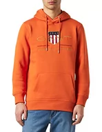 Bluzy męskie - GANT Męska bluza z kapturem Archive Shield, Pumpkin ORANGE, standardowa, pomara?czowa dynia, XL - miniaturka - grafika 1