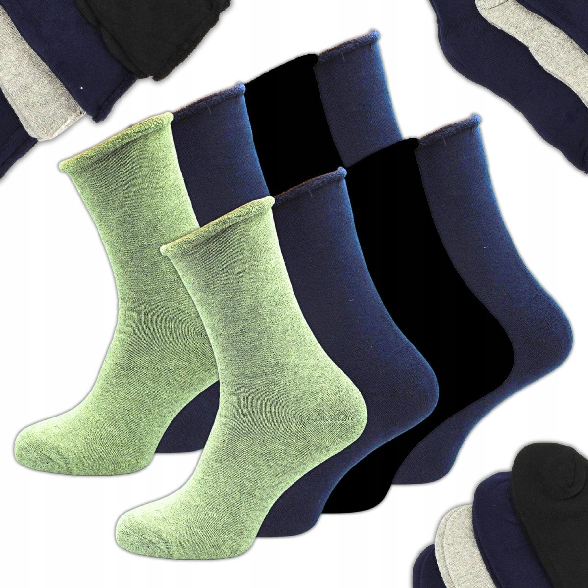 8 x 42-46 Skarpety Męskie GRUBE DŁUGIE BAWEŁNA 95% BEZUCISKOWE CIEPŁE