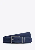 Paski - Elegancki męski pasek ze skóry naturalnej granatowy - miniaturka - grafika 1