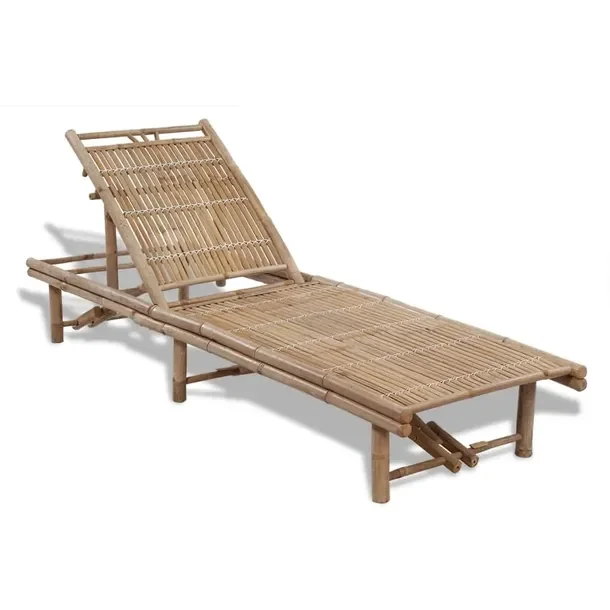Leżak ogrodowy bambusowy, regulowany w 3 pozycje, 200 x 65 x (30-87) cm