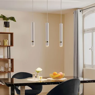 Lampa wisząca Rondo biała/złota, 3-punktowa długa - Lampy sufitowe - miniaturka - grafika 1