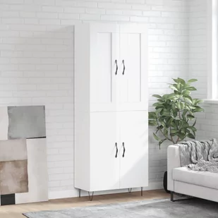 vidaXL Witrynka biała połysk 69,5x34x180 cm materiał drewnopochodny - Witryny - miniaturka - grafika 1