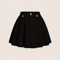 Spódnice - TEMU Spódnica damskiego spódnika z guzikami - jednokolorowa czarna, wysoka, rozciągliwa poliester, idealna na wiosnę//jesień, na co dzień lub na - miniaturka - grafika 1