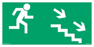 AA004 KIERUNEK DO WYJŚCIA DROGI EWAKUACYJNEJ SCHODAMI W DÓŁ W PRAWO, TS - PŁYTA TD FOTOLUMINESCENCYJNA; (200X100MM) - Systemy ekspozycyjne i znaki informacyjne - miniaturka - grafika 1