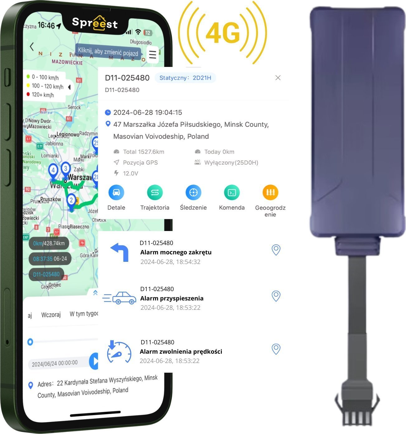 Spreest LOKALIZATOR GPS 4G DO POJAZDÓW SAMOCHODU