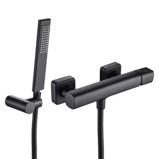 Bateria prysznicowa natynkowa Laveo Tores czarna BVT_741D - Baterie wannowe i prysznicowe - miniaturka - grafika 1