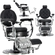 Fotele fryzjerskie - Fotel fryzjerski barberski hydrauliczny do salonu fryzjerskiego barber shop Silver Jack Barberking - miniaturka - grafika 1
