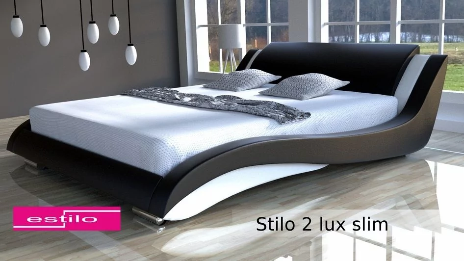 Łóżko do sypialni Stilo-2 Lux Slim 140x200 - skóra naturalna