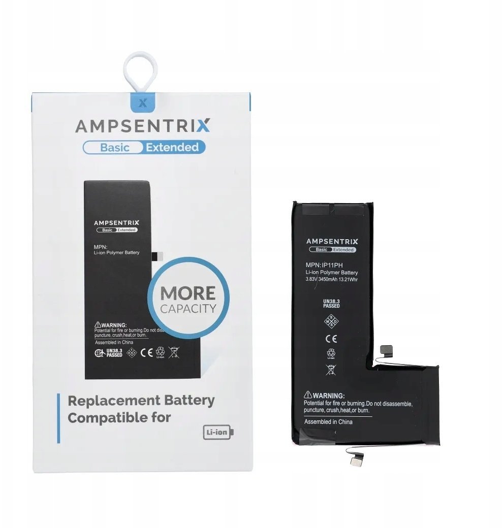 AmpSentrix Basic bateria do iPhone 11 Pro zwiększona pojemność