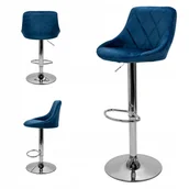 Taborety i hokery - HOKER Niebieski Regulowany Obrotowy Krzesło Loft Siedzisko Tkanina Wysokie - miniaturka - grafika 1