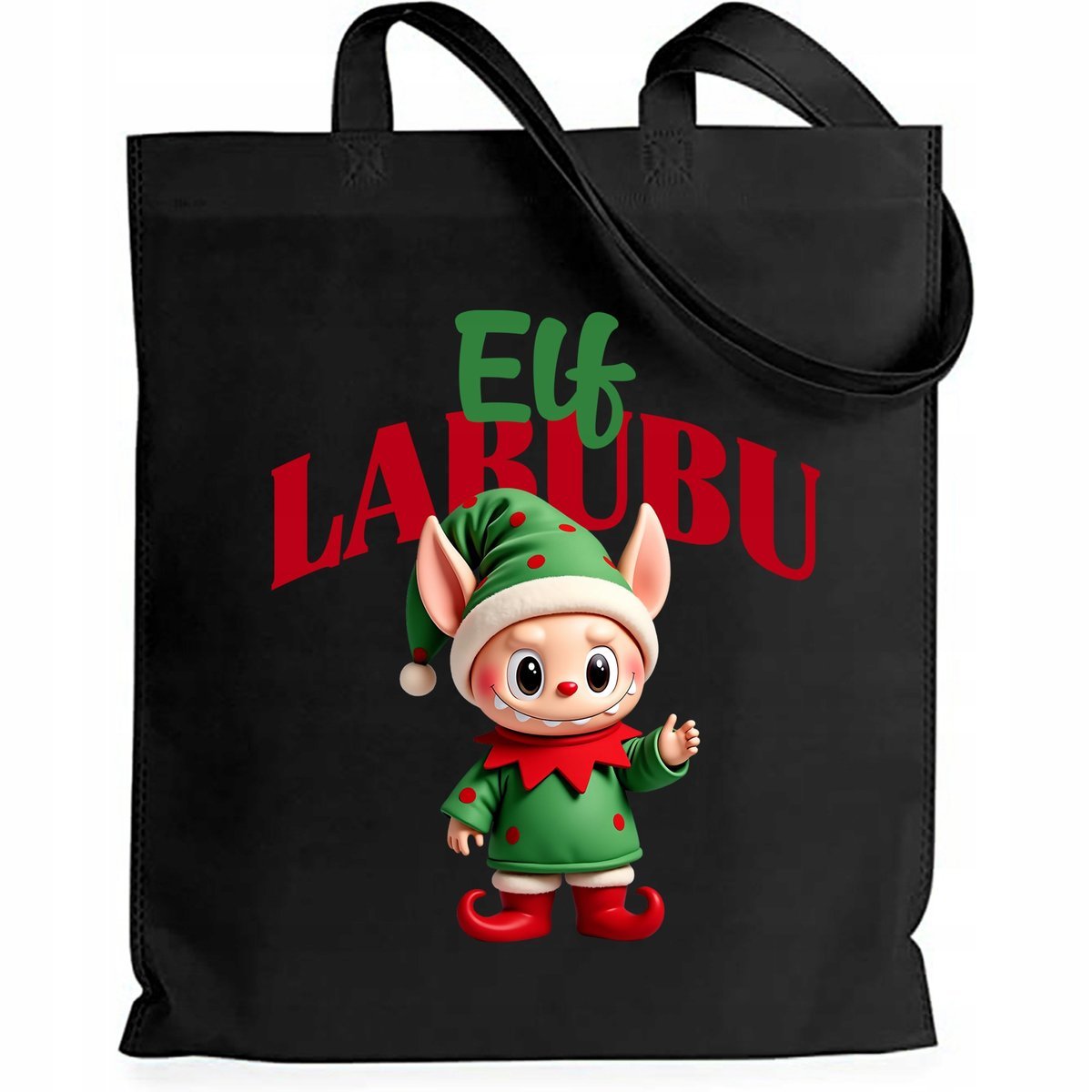 Torba Bawełna EKO Czarna Shopper ELF Prezent Na Święta Mikołajki Wz