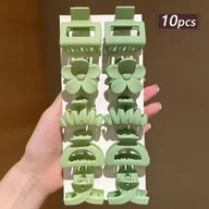 Ozdoby do włosów - TEMU 10 sztuk prostych, jasnozielonych kwiatowych spinki do włosów w kształcie kwadratowych fal, urocze boczne klamry do włosów do upięć pół i - miniaturka - grafika 1