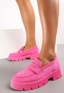Mokasyny damskie - Fuksjowe Mokasyny na Grubej Podeszwie z Protektorem Misal - miniaturka - grafika 1