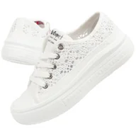 Trampki damskie - Trampki damskie białe na platformie ażurowe koronkowe Lee Cooper 1617L 39 - miniaturka - grafika 1