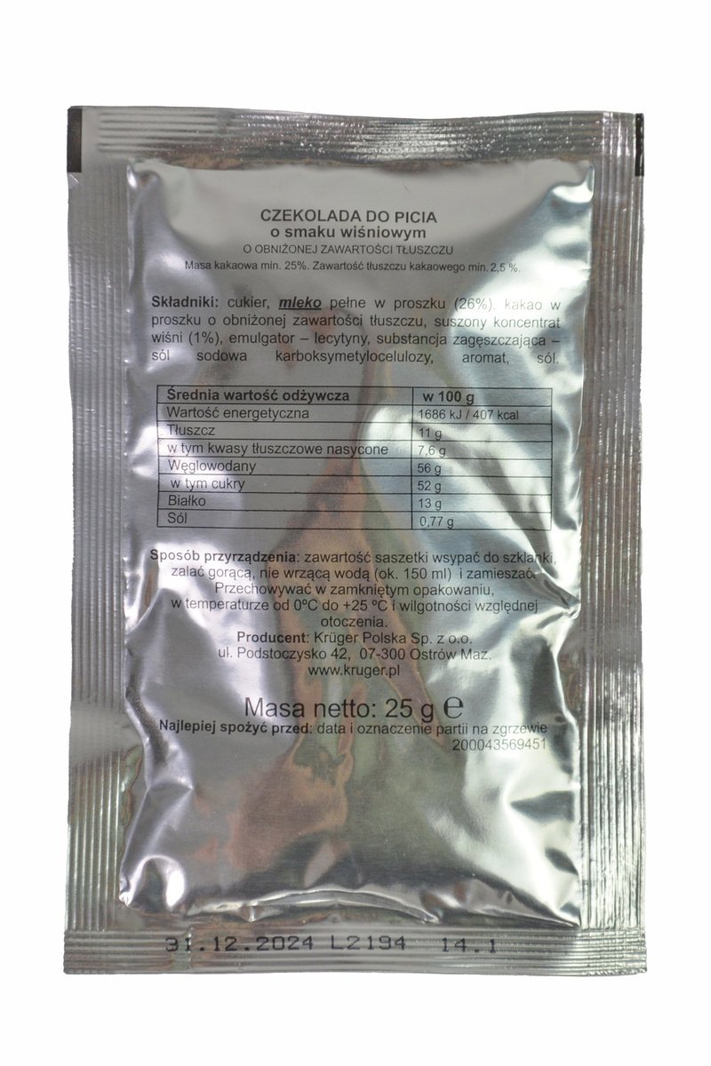 Czekolada do picia o smaku wiśniowym 25 g