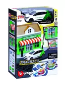Zabawki konstrukcyjne - MIASTO BBURAGO Apteka + RENAULT CLIO 1:43 - miniaturka - grafika 1