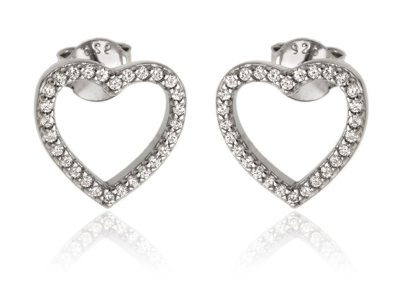 Kolczyki srebrne serca kontur k3331