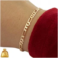 Bransoletki - ZŁOTA BRANSOLETKA FIGARO ZE STALI CHIRURGICZNEJ 18,5 CM 3,5 MM PREZENT 18K - miniaturka - grafika 1