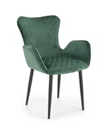 Krzesła - Krzesło z podłokietnikami tapicerowane velvet ciemna zieleń K427 czarne nogi - miniaturka - grafika 1