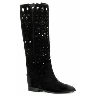 Zamszowe ażurowe kozaki CARINII - Carinii - Kozaki damskie - miniaturka - grafika 1