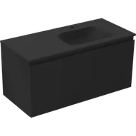 Szafki łazienkowe - Mexen Orio szafka łazienkowa 100 cm z umywalką Vela prawą, 1S, 1D, czarna mat - 91A13-10047-3-BBFF71-W23P71 - miniaturka - grafika 1