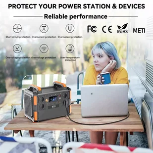 Przenośna Stacja Zasilania Flashfish F132 1048Wh/1000W Generator Solarny, Bateria LiFePo4, Gniazdo AC 230V, 19 Wyjść, Wersja UE - Akumulatory ogólnego zastosowania - miniaturka - grafika 6